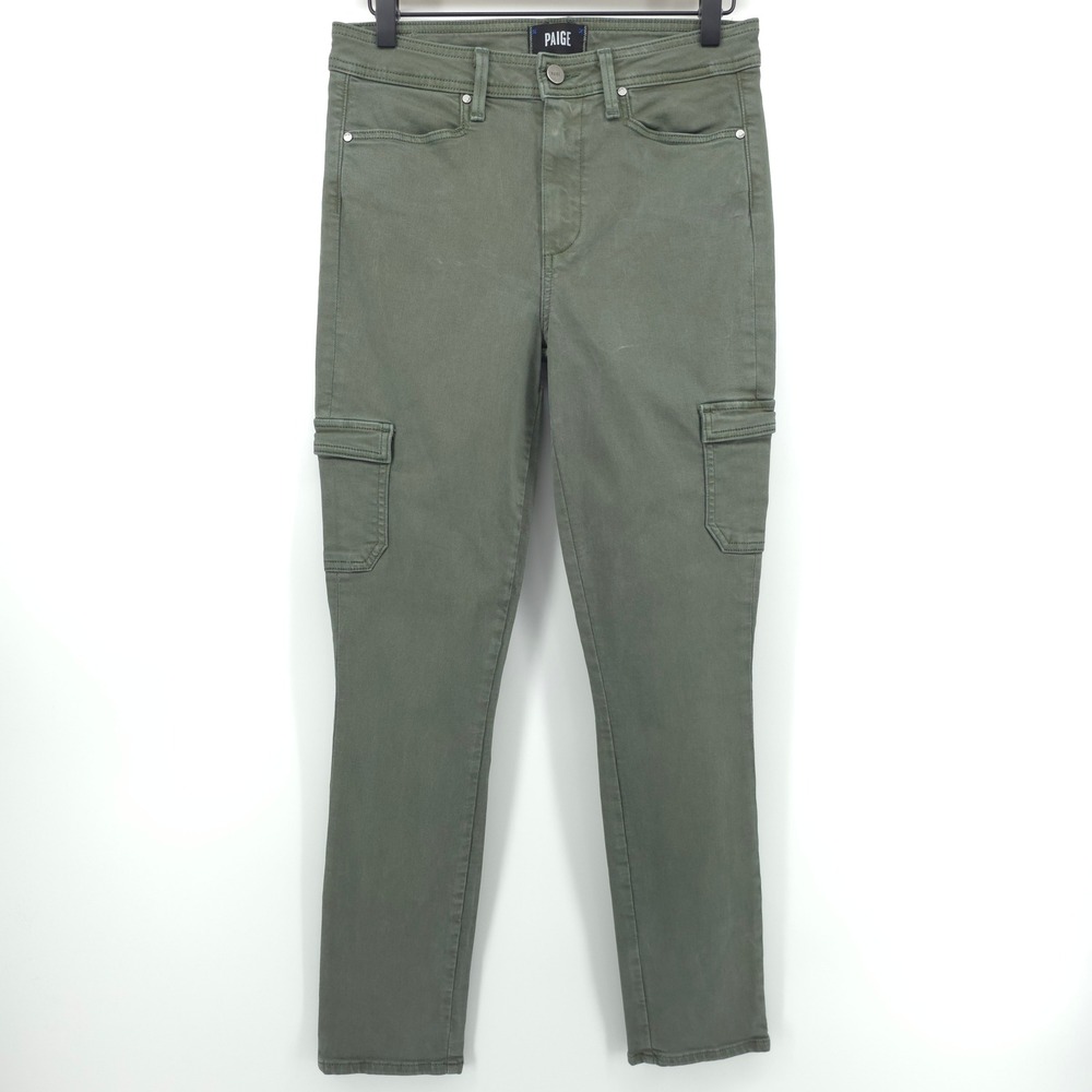 Paige Womens Pants Hoxton Ankle Skinny 28 Olive Green Cargo Utility